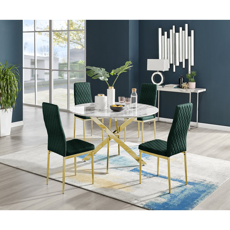 120cm marble dining table and online chairs